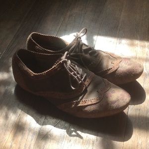 Anthropologie JShoes Leather and Suede Oxfords